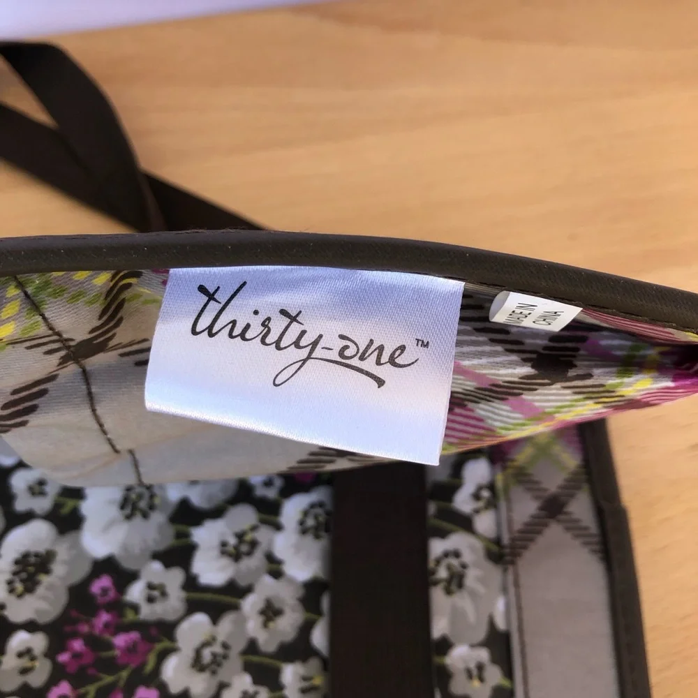 Thirty One Nylon Brown Pink Floral Foldable Organizer‎ Cottagecore Chic